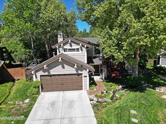 4115 Willowsprings Ct, Reno, NV 89519 - view of front of property with a chimney, driveway, and a garage