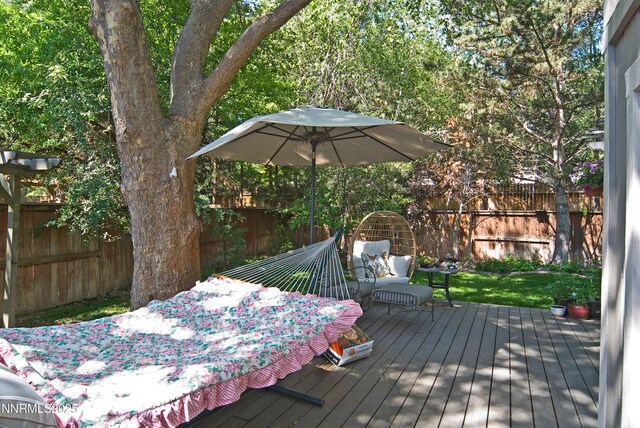 4115 Willowsprings Ct, Reno, NV 89519 - wooden terrace with a fenced backyard