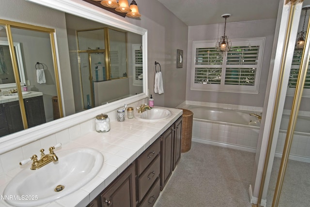 4115 Willowsprings Ct, Reno, NV 89519 - bathroom with double vanity, a bath, and a shower with door