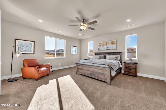 255 Pinto Ranch Ct, Reno, NV 89510 - bedroom with carpet, baseboards, a ceiling fan, and recessed lighting
