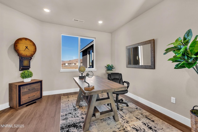 255 Pinto Ranch Ct, Reno, NV 89510 - office area featuring baseboards, wood finished floors, and recessed lighting