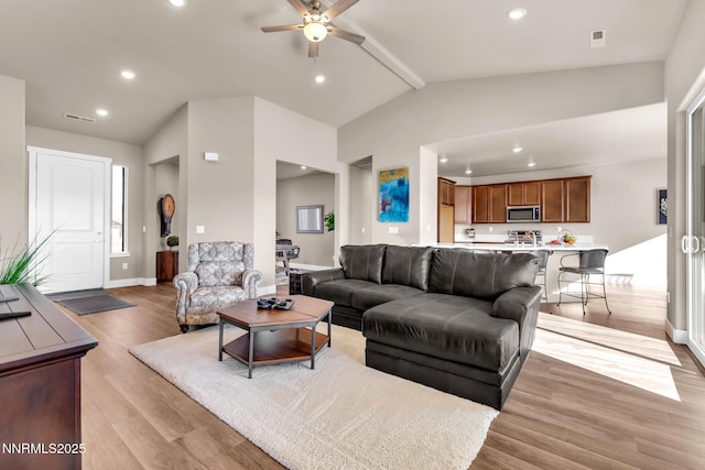 255 Pinto Ranch Ct, Reno, NV 89510 - living area with recessed lighting, ceiling fan, baseboards, and light wood finished floors