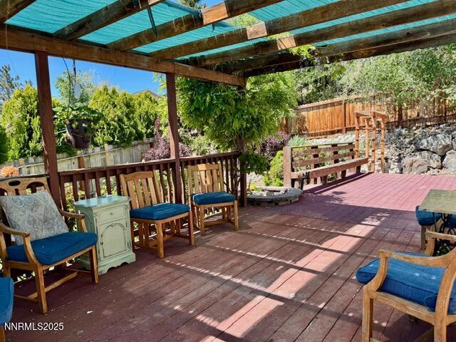 3205 Kingsview Ct, Reno, NV 89512 - wooden terrace featuring a fenced backyard