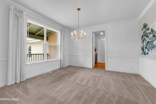 615 Oxbow Ct, Reno, NV 89511 - unfurnished dining area featuring carpet, a chandelier, crown molding, and baseboards