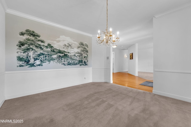 615 Oxbow Ct, Reno, NV 89511 - carpeted spare room with crown molding, a chandelier, and baseboards