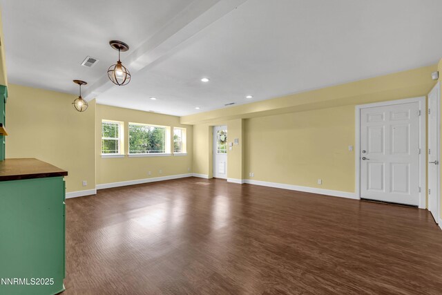 615 Oxbow Ct, Reno, NV 89511 - unfurnished living room featuring dark wood finished floors, recessed lighting, and baseboards
