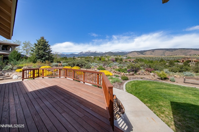 615 Oxbow Ct, Reno, NV 89511 - wooden deck featuring a mountain view and a lawn