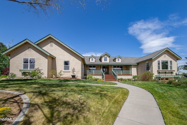 615 Oxbow Ct, Reno, NV 89511 - ranch-style home featuring a porch, stucco siding, and a front lawn