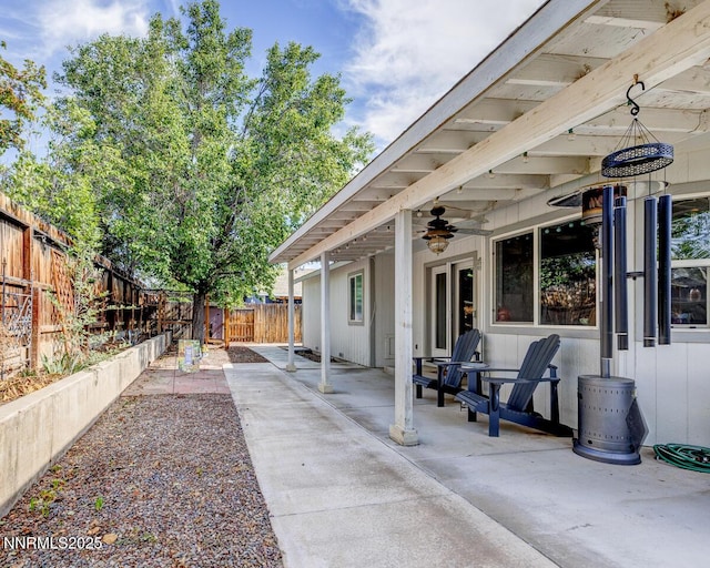 791 Noel Ln, Fallon, NV 89406 - fenced backyard with a patio area and ceiling fan