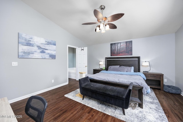 791 Noel Ln, Fallon, NV 89406 - bedroom with vaulted ceiling, wood finished floors, baseboards, and a ceiling fan