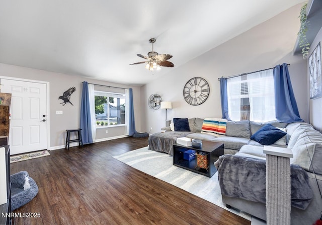 791 Noel Ln, Fallon, NV 89406 - living area featuring wood finished floors, a ceiling fan, and baseboards