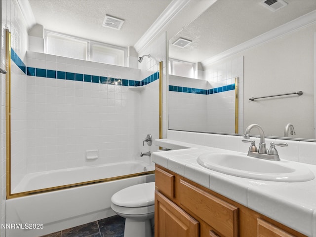 4943 Foxcreek Trl, Reno, NV 89519 - bathroom with healthy amount of natural light, vanity, toilet, washtub / shower combination, and a textured ceiling