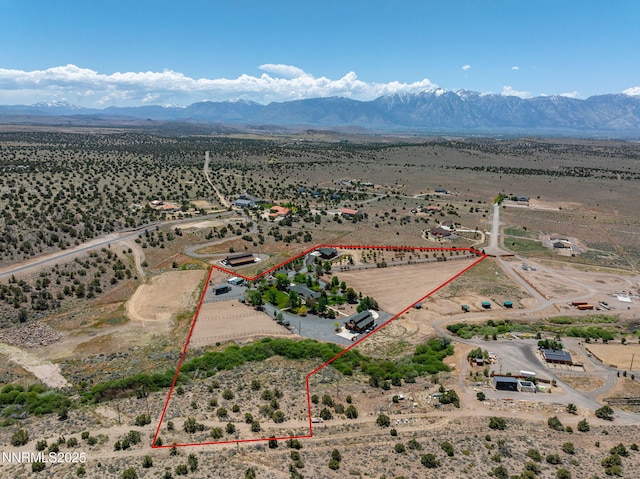 2607 Bowers Rd, Gardnerville, NV 89410 - overview of rural landscape with a desert landscape, a mountain backdrop, and property parcel outlined
