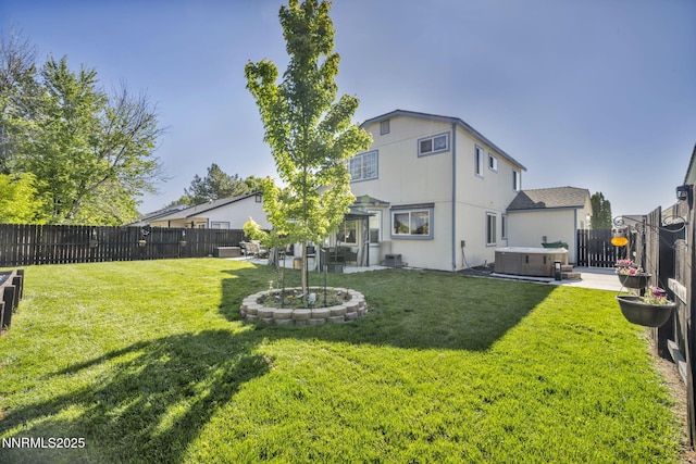 7395 Pah Rah Dr, Sparks, NV 89436 - back of house featuring a hot tub, a patio, and central air condition unit