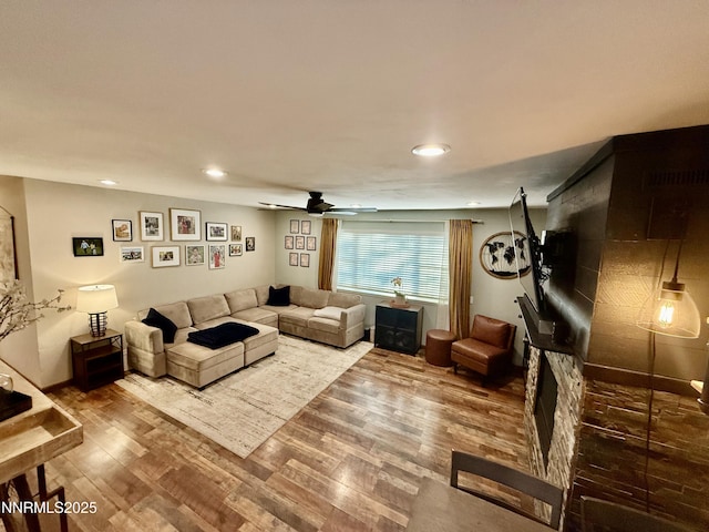 3100 Pine Ln, Carson City, NV 89706 - living room with wood finished floors, recessed lighting, and ceiling fan