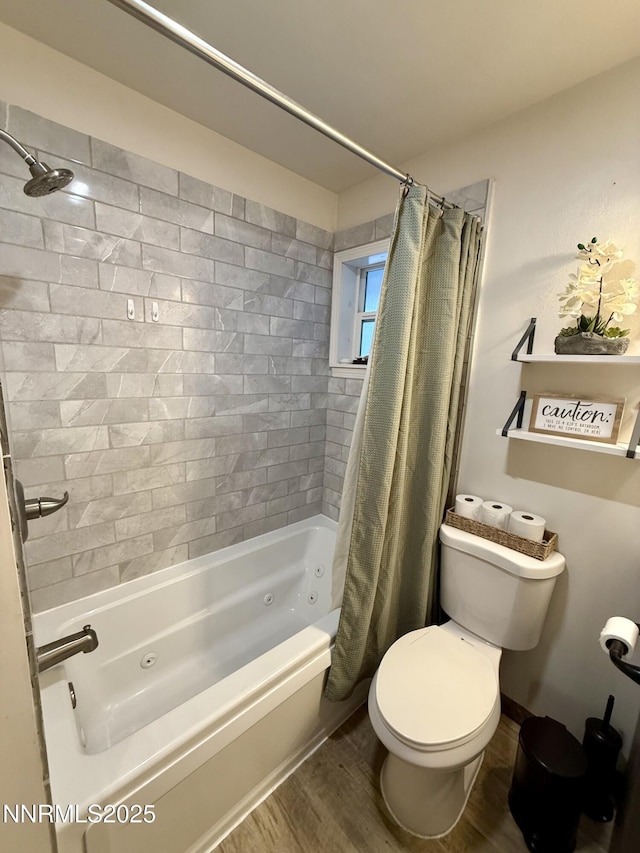 3100 Pine Ln, Carson City, NV 89706 - full bath with a combined bath / shower with jetted tub, toilet, and wood finished floors