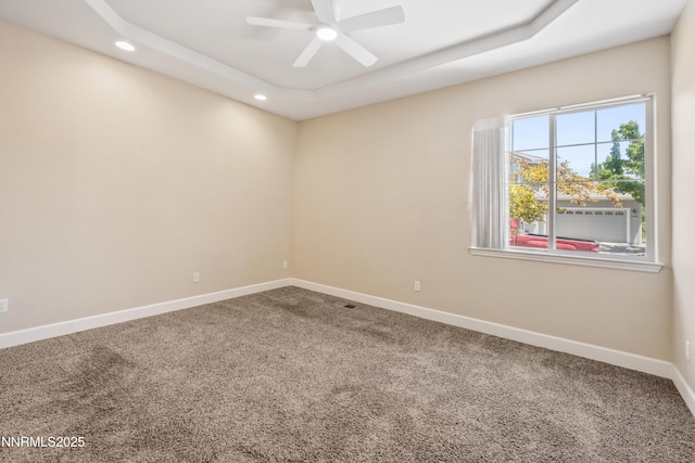 6638 Aston Cir, Sparks, NV 89436 - carpeted spare room with a tray ceiling, recessed lighting, ceiling fan, and baseboards