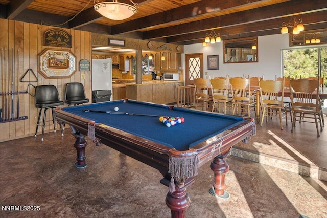 610 Don Dr, Zephyr Cove, NV 89448 - game room featuring wooden ceiling with exposed beams and pool table