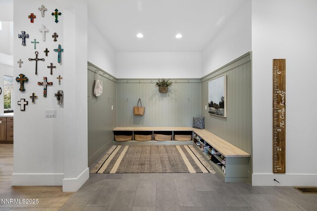 6300 Trailblazer Ct, Reno, NV 89511 - mudroom with wood finished floors, recessed lighting, and wood walls
