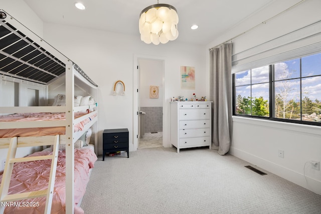 6300 Trailblazer Ct, Reno, NV 89511 - bedroom featuring multiple windows, carpet flooring, a chandelier, and recessed lighting