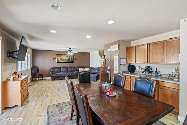 7991 Mariner Cove Dr, Reno, NV 89506 - dining room with recessed lighting, a ceiling fan, and light wood-style floors