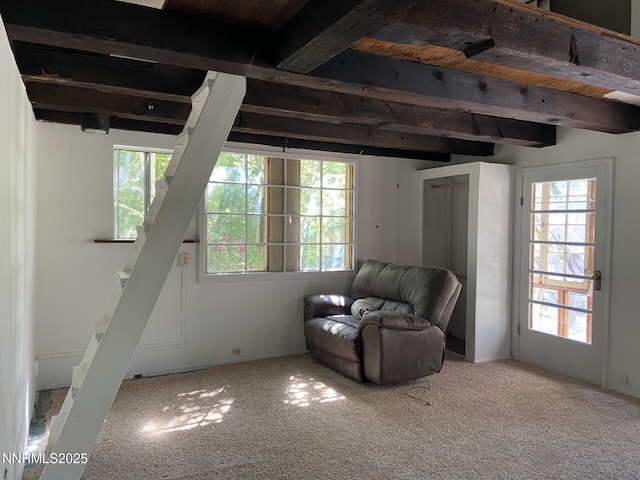 285 Main St, Silver City, NV 89428 - sitting room featuring plenty of natural light, carpet flooring, and stairs