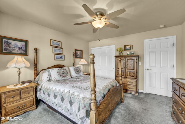 2866 La Cresta Cir, Minden, NV 89423 - carpeted bedroom with ceiling fan and baseboards