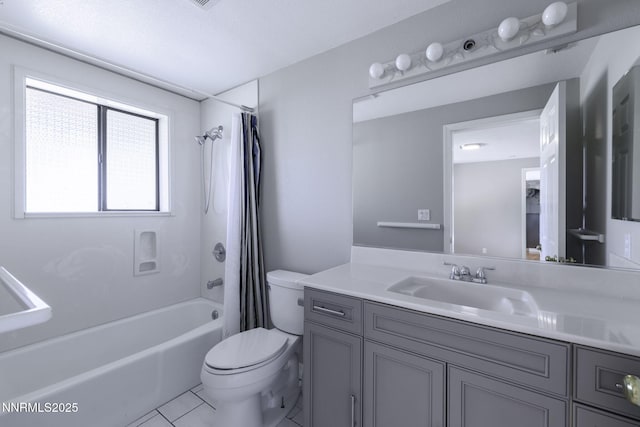 16360 Jefte Ct, Reno, NV 89511 - bathroom featuring vanity, shower / bathtub combination with curtain, and tile patterned floors