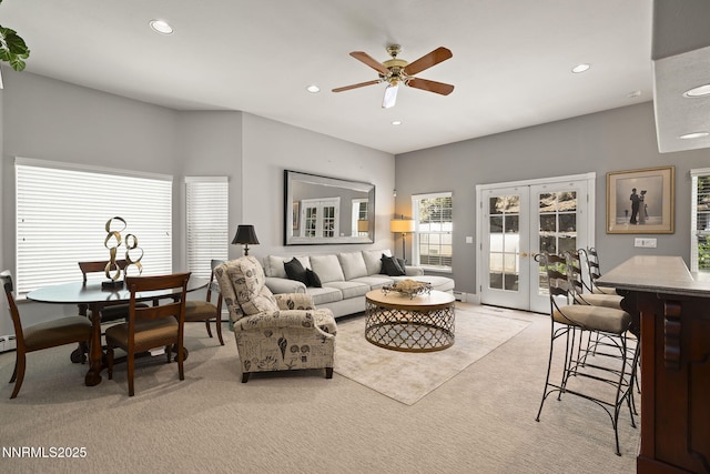 30 Francovich Ct, Reno, NV 89519 - living area with light carpet, ceiling fan, recessed lighting, and french doors