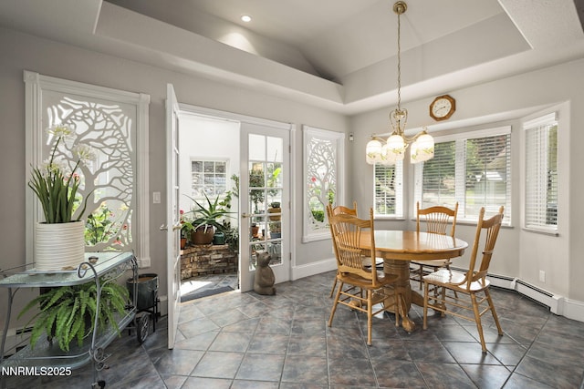30 Francovich Ct, Reno, NV 89519 - dining area with a chandelier, a raised ceiling, and baseboards