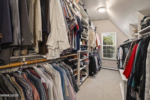 30 Francovich Ct, Reno, NV 89519 - spacious closet featuring vaulted ceiling, a baseboard radiator, and carpet
