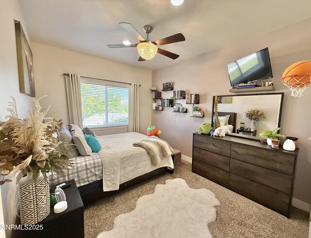 3221 Hackamore Way, Winnemucca, NV 89445 - carpeted bedroom featuring a ceiling fan and baseboards