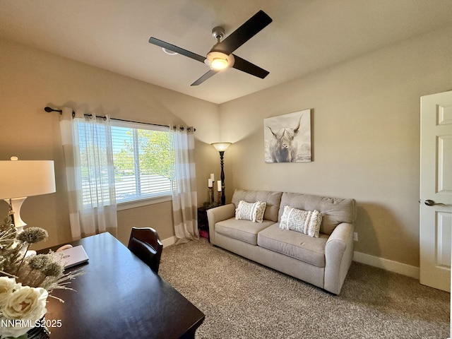 3221 Hackamore Way, Winnemucca, NV 89445 - carpeted living room featuring baseboards and ceiling fan