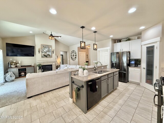 3221 Hackamore Way, Winnemucca, NV 89445 - kitchen featuring a sink, dishwasher, fridge with ice dispenser, stove, and ceiling fan