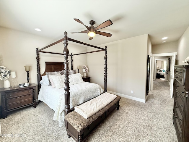 3221 Hackamore Way, Winnemucca, NV 89445 - bedroom with carpet, baseboards, recessed lighting, and ceiling fan