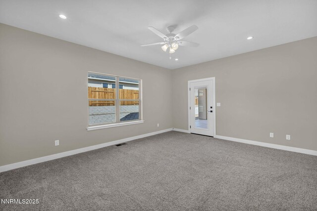 3952 Siena Dr, Carson City, NV 89703 - carpeted spare room featuring ceiling fan, baseboards, and recessed lighting