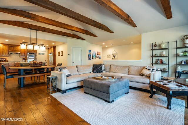 625 Freel Dr, Zephyr Cove, NV 89448 - living area featuring dark wood-style floors and recessed lighting