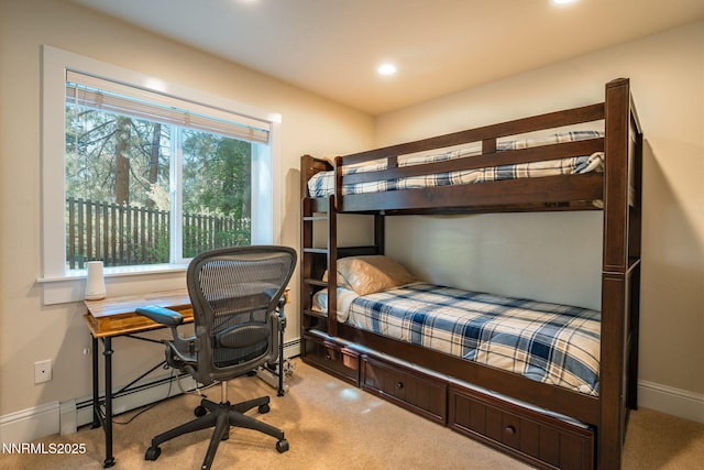 625 Freel Dr, Zephyr Cove, NV 89448 - bedroom featuring carpet, recessed lighting, and a baseboard heating unit
