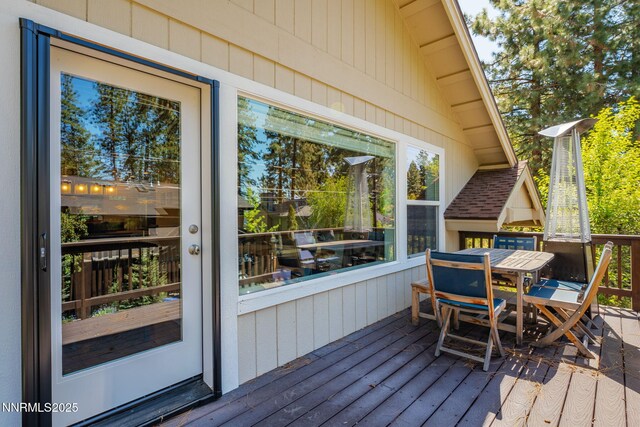 625 Freel Dr, Zephyr Cove, NV 89448 - wooden deck with outdoor dining area