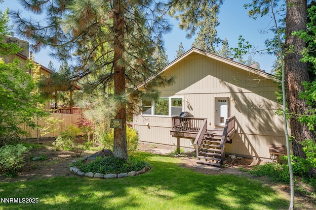 625 Freel Dr, Zephyr Cove, NV 89448 - back of house with a deck and stairway