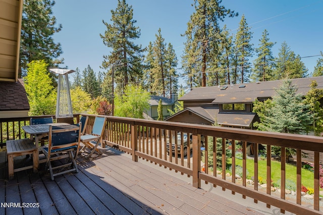 625 Freel Dr, Zephyr Cove, NV 89448 - wooden deck with outdoor dining area