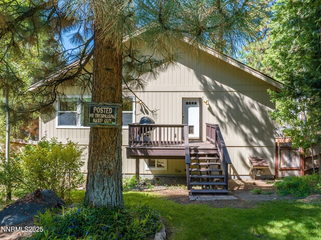 625 Freel Dr, Zephyr Cove, NV 89448 - back of property with stairway and a deck