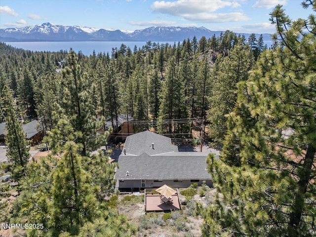 315 Paiute Dr, Zephyr Cove, NV 89448 - aerial view of property and surrounding area with a heavily wooded area and mountains