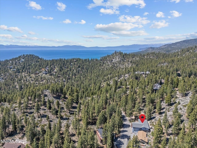 315 Paiute Dr, Zephyr Cove, NV 89448 - drone / aerial view of a heavily wooded area and a mountain backdrop