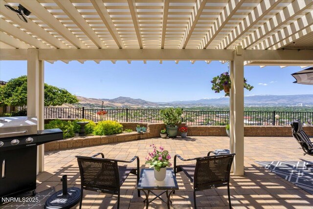 2269 Isabella Ct, Sparks, NV 89434 - view of patio featuring a mountain view and a pergola