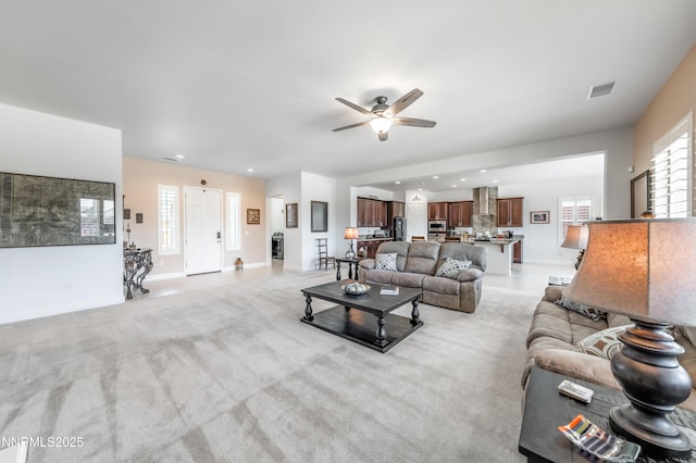 332 Blooming Sage Way, Spanish Springs, NV 89441 - living area featuring ceiling fan, recessed lighting, and light colored carpet