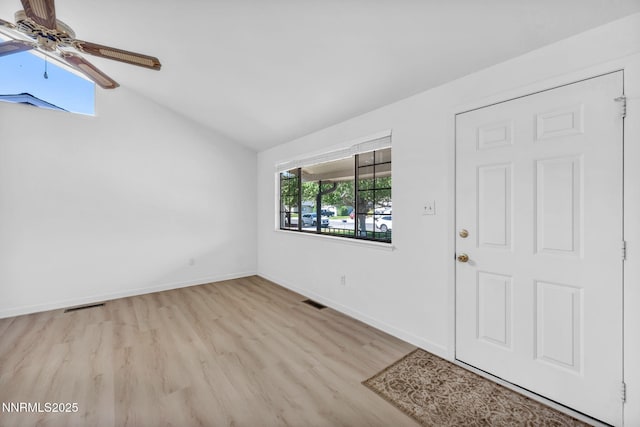 3803 Imperial Way, Carson City, NV 89706 - foyer entrance with light wood finished floors, vaulted ceiling, ceiling fan, and baseboards