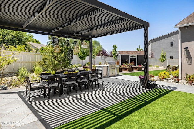 208 Criollo Ct, Reno, NV 89511 - view of patio / terrace featuring outdoor dining area, a pergola, and grilling area