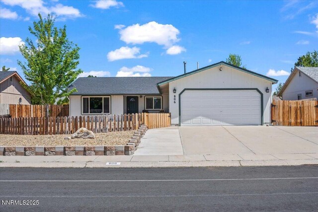 806 Bluerock Rd, Gardnerville, NV 89460 - single story home with a garage, driveway, and a fenced front yard