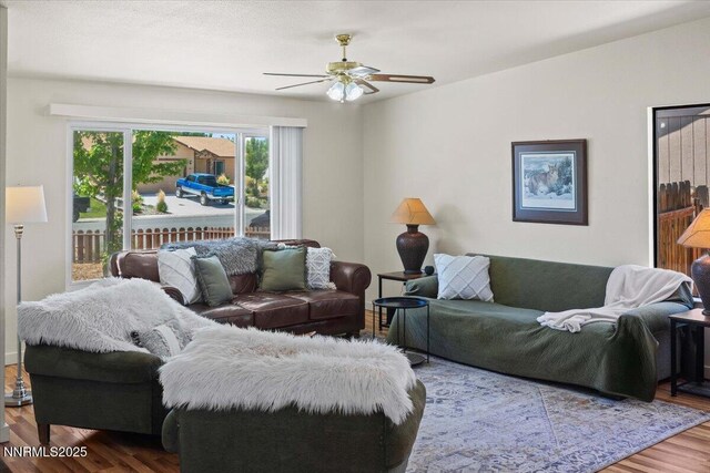 806 Bluerock Rd, Gardnerville, NV 89460 - living area featuring wood finished floors and a ceiling fan
